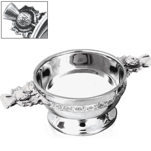 Image of Image of Engraved Personalised Scottish Quaich Thistle Handle