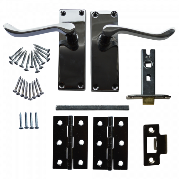ASEC Scroll Mortice Latch Door Handle Pack with Butt Hinges