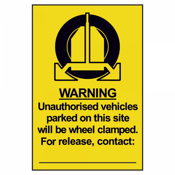 ASEC `Unauthorised Vehicles Will Be Clamped` Sign 200mm x 300mm