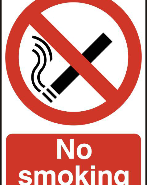 ASEC `No Smoking` 200mm x 300mm PVC Self Adhesive Sign