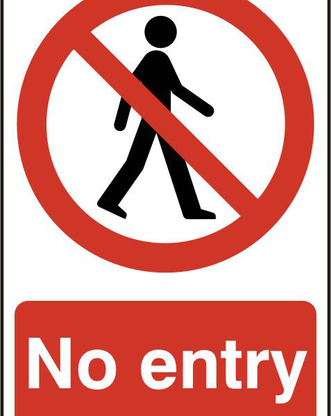 ASEC `No Entry` 200mm x 300mm PVC Self Adhesive Sign