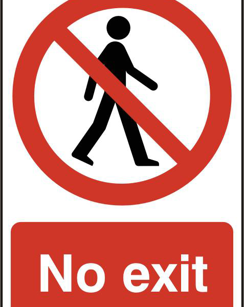 ASEC `No Exit` 200mm x 300mm PVC Self Adhesive Sign