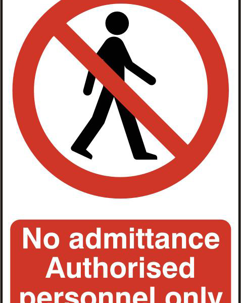 ASEC `No Admittance Authorised Personnel Only` 200mm x 300mm PVC Self Adhesive Sign